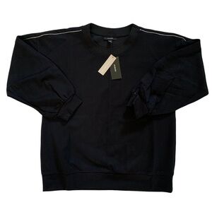 Alfani New With Tags Black Top with Silver Stripe Down Sleeves Casual Dressy